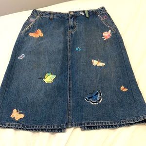 Gap retro embroider stitch butterfly jean skirt 6